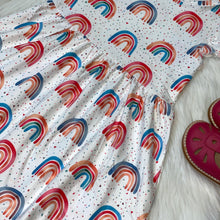 Load image into Gallery viewer, White and Pink Rainbow Flutter Sleeve Dress
