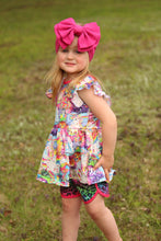 Load image into Gallery viewer, Pink Bright Animals Rainbow Flutter Sleeve Peplum Set
