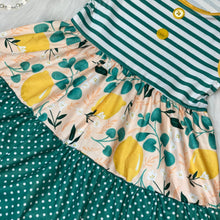Load image into Gallery viewer, Teal Green Polka Dot &amp; Lemon Print Sleeveless Dress
