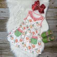 Load image into Gallery viewer, Peaches Printed Ruffle Pocket Sleeveless Dress
