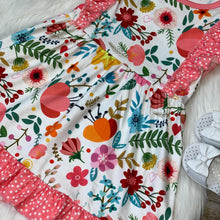Load image into Gallery viewer, Pink &amp; Yellow Floral Sleeveless Dress with Polka Dot Ruffles
