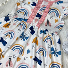 Load image into Gallery viewer, Boho Rainbows &amp; Butterflies Printed Dress
