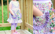 Load image into Gallery viewer, Lavender Floral &amp; Stripe Pocket Tunic with Capris
