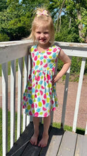 Load image into Gallery viewer, Mid Twirl Summer Dress in Summer Fruit Salad Print
