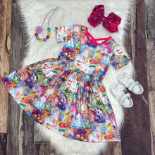 Load image into Gallery viewer, Pink Bright Animals Rainbow CrissCross Dress
