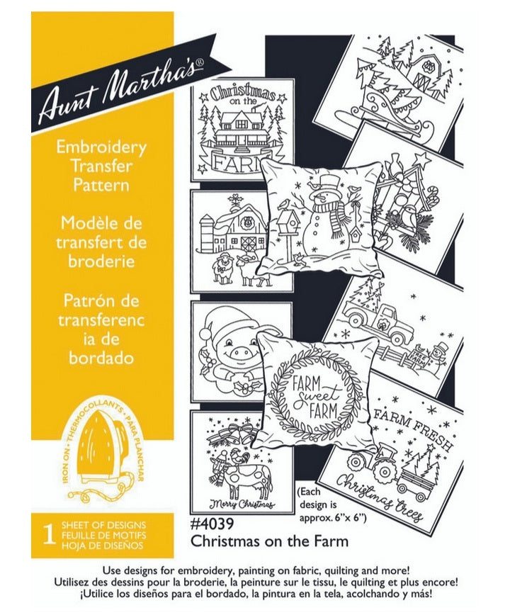 Aunt Martha's Embroidery Transfer Pattern #4039 Christmas on the Farm