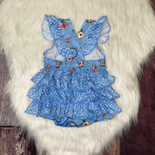 Load image into Gallery viewer, Floral Bicycle Ruffle Bubble Romper
