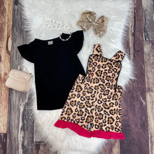 Load image into Gallery viewer, Animal Printed Short Romper &amp; Flutter Sleeve Tee - Leopard
