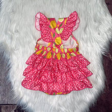 Load image into Gallery viewer, Lemon Print Ruffle Bubble Romper
