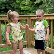 Load image into Gallery viewer, Floral Farm Cow Printed Ruffle Bubble Romper
