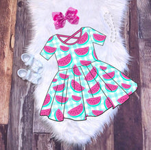 Load image into Gallery viewer, Watermelon Picnic CrissCross Dress
